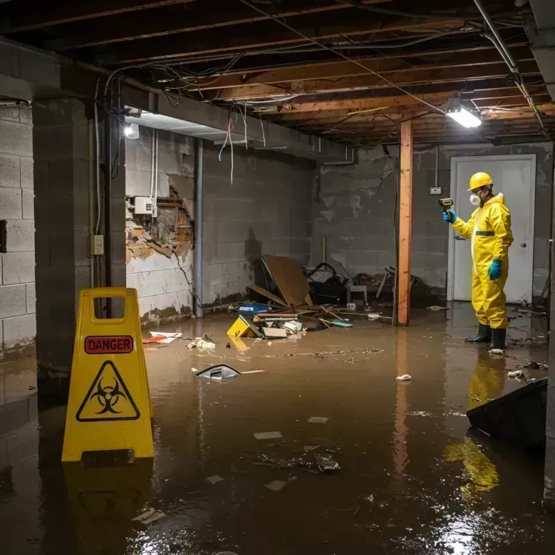 Flooded Basement Electrical Hazard in Lexington, IL Property